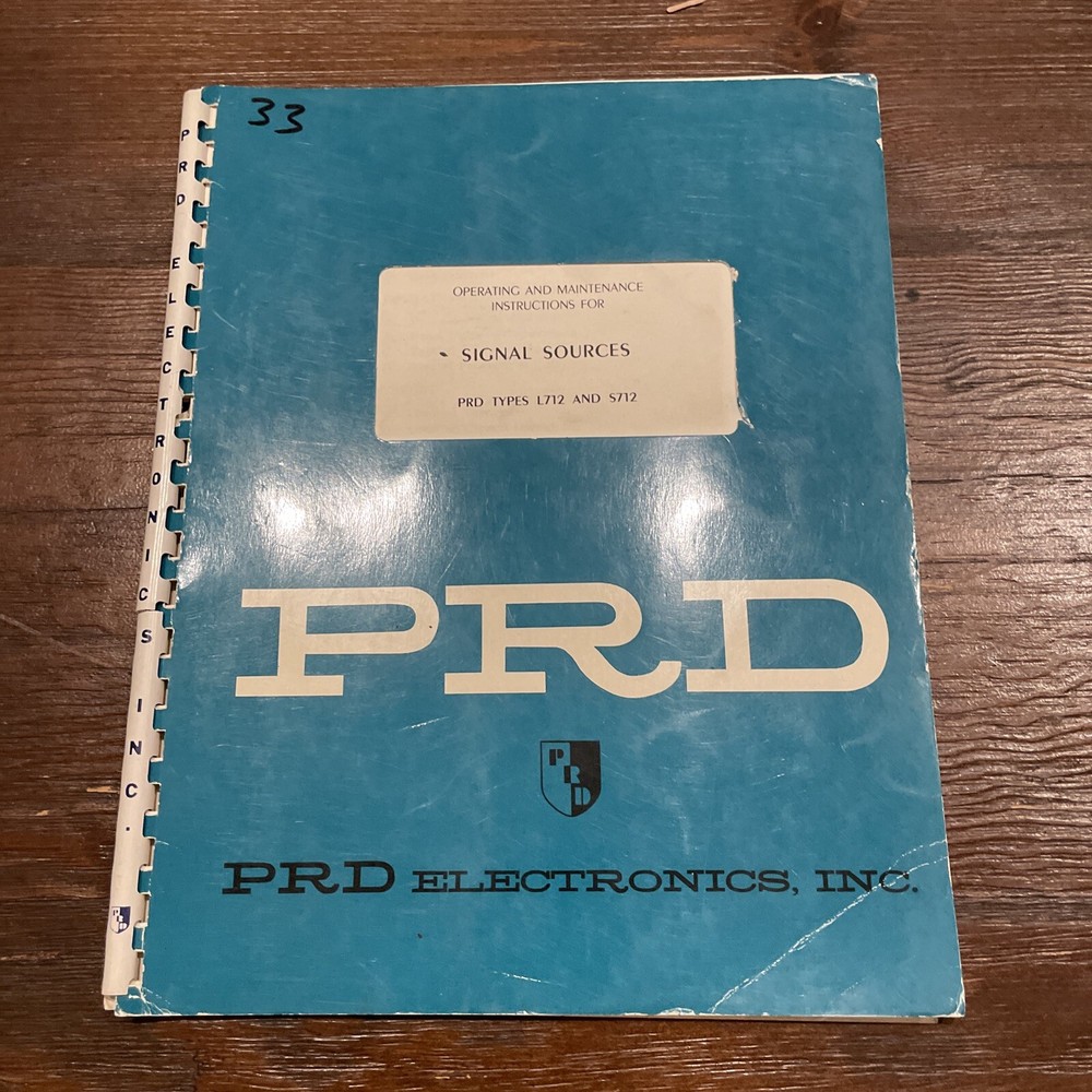 PRD Electronics Type L712 & S712 Signal Sources Operating Instructions 1962