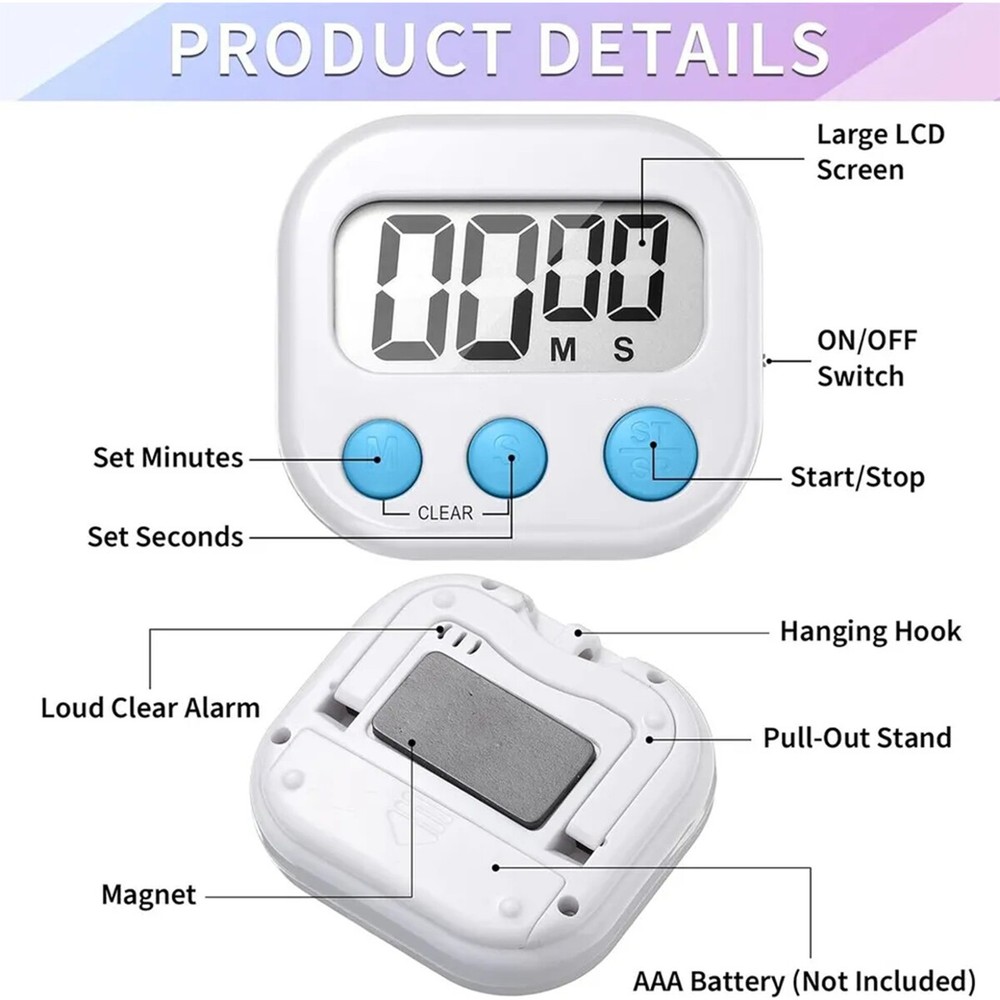 Digital Kitchen Cooking Timer Also Used Magnetic Countdown Timer for Exercise