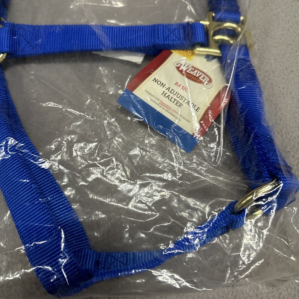 WEAVER Nylon BLUE Basic Non-adjustable Horse Halter 1" Average Weanling Draft