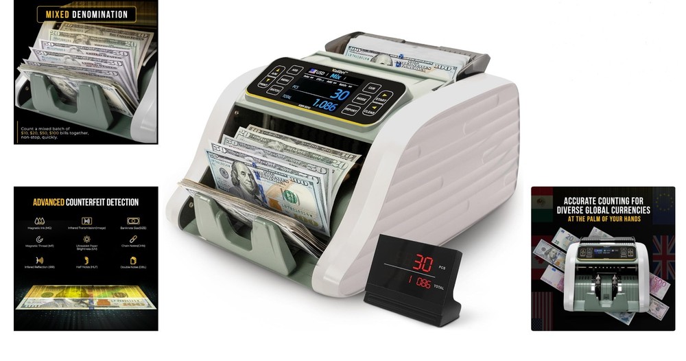 Compact Money Count Machine with Zero-Error Features & Multi-Currency Support