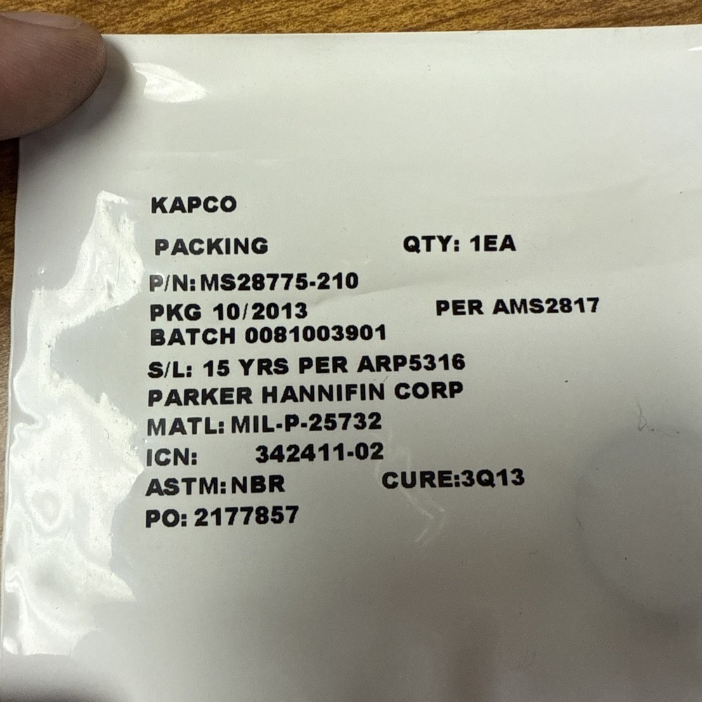 Packing PN: MS28775-210