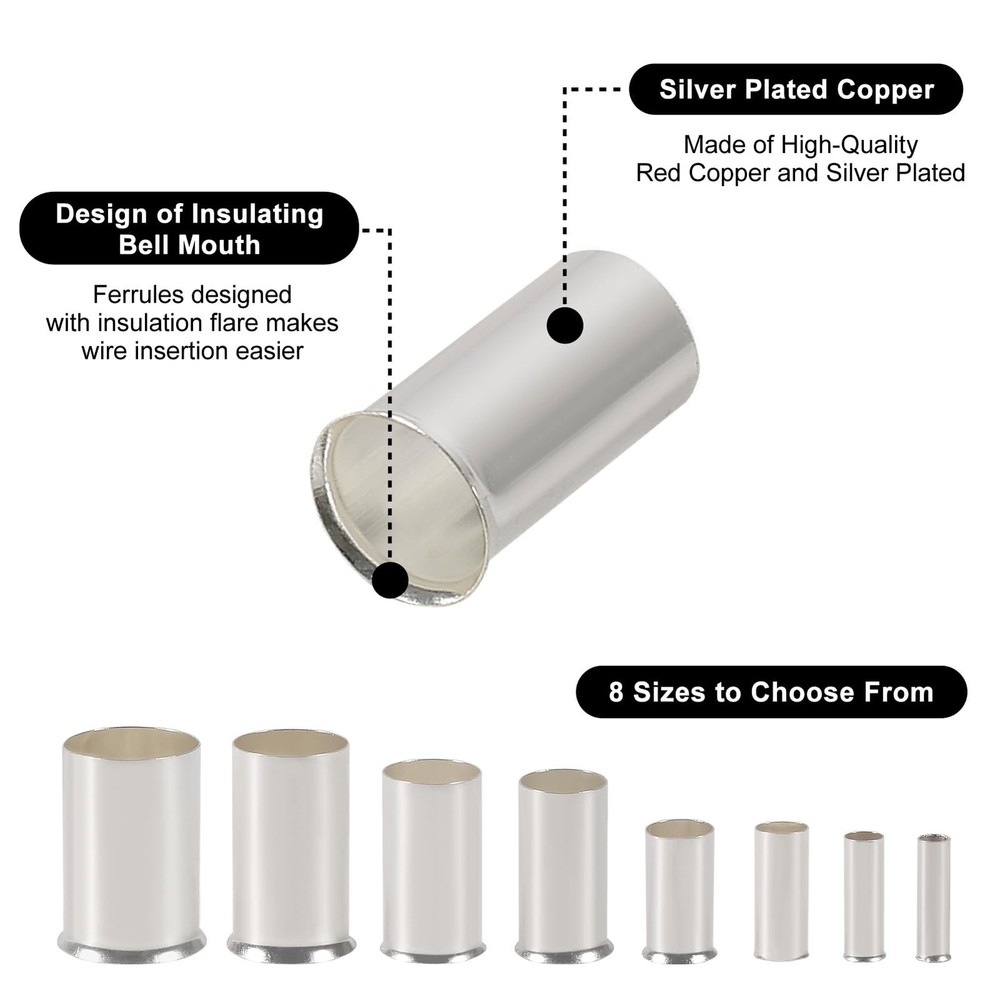 Wire Ferrules Kit 166PCS Copper Crimp Terminal Set Assorted