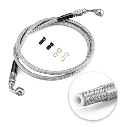 Extended Length Hydraulic Front Brake Line Kit Non-ABS Compatible 50" Chrome