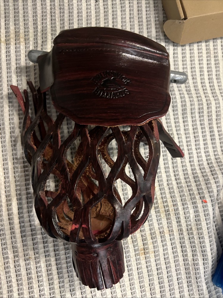 1 Pool Table Real Reddish Leather Pocket Side BRUNSWICK Replacement Vintage