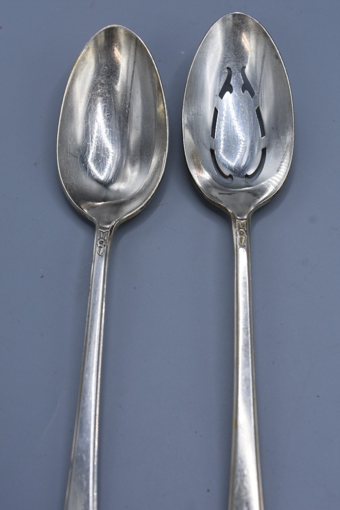 International IS SPRING GARDEN Solid & Pierced Serving Spoons Holmes & Edwards