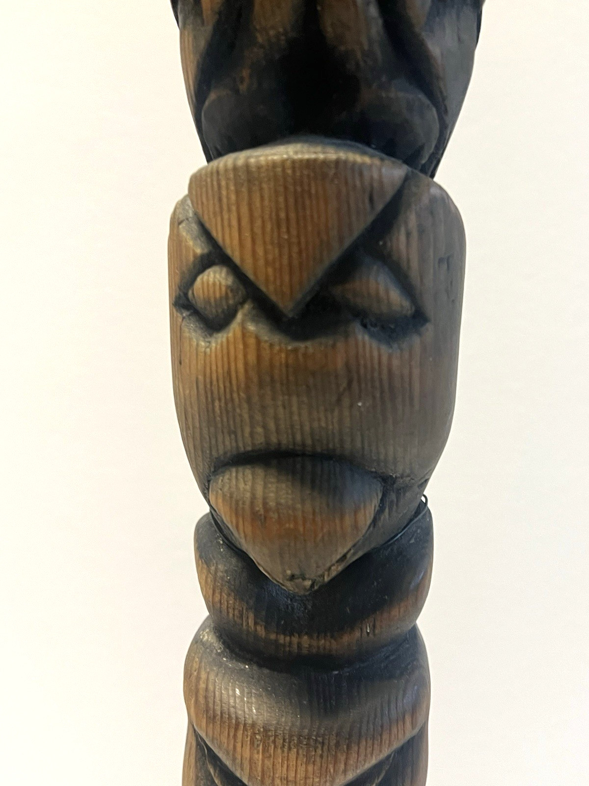 Antique Native American Indian Hand Carved Wooden Eagle Totem Pole; Large 24"