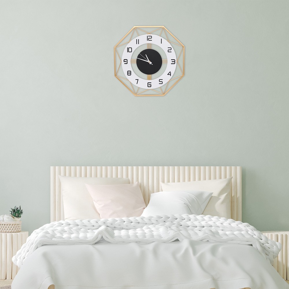 Modern Octagonal Wall Clock - Silent Battery Operated, Easy to Install