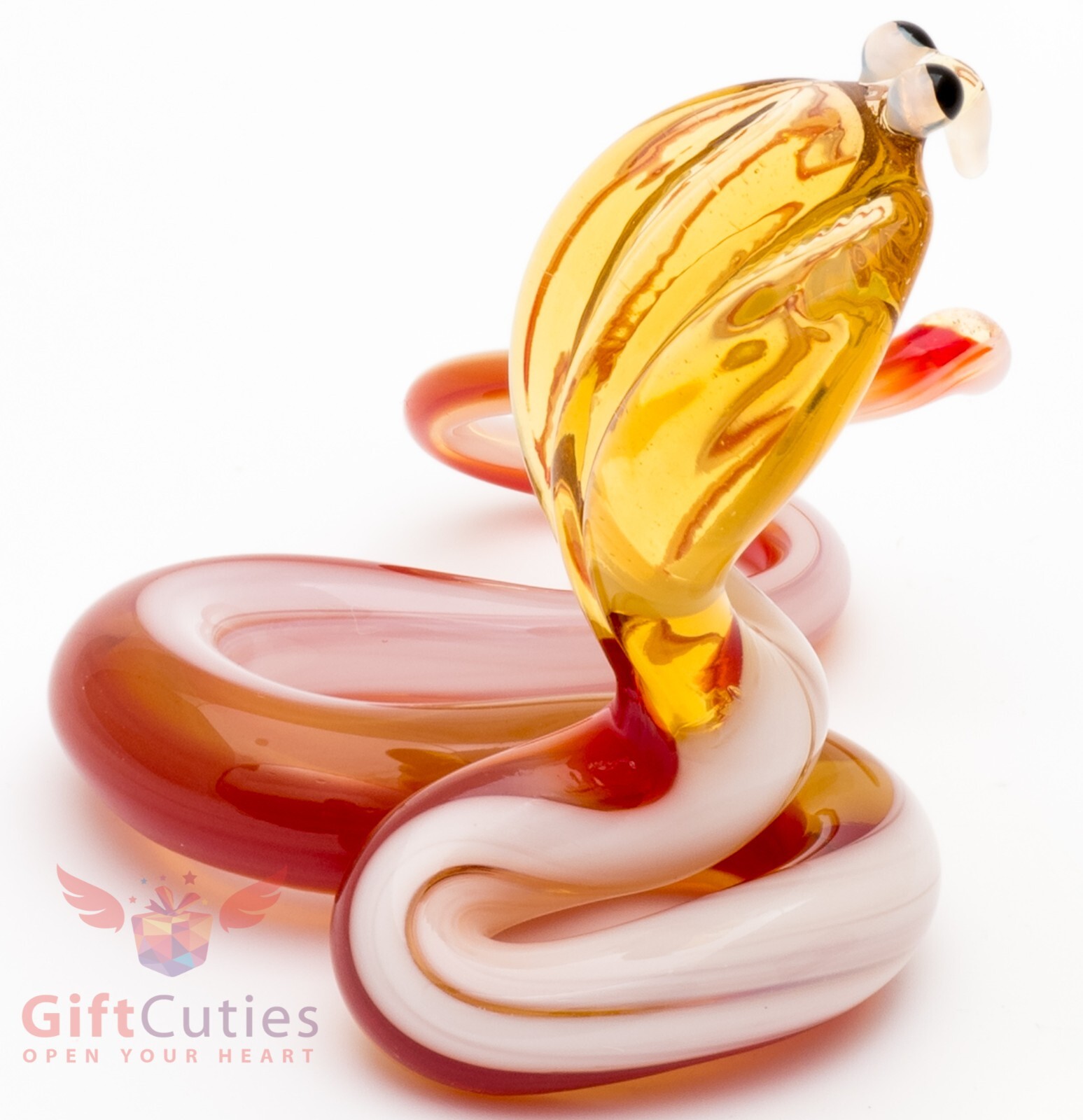 Hand-Blown Glass Cobra Snake Figurine Handmade 2025 Year of the Snake Sculpture
