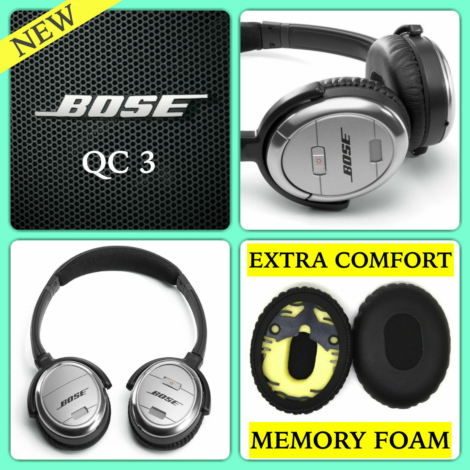 Replacement Ear Pads Cushion for Bose QuietComfort QC3 OE1 Headphones Earpad