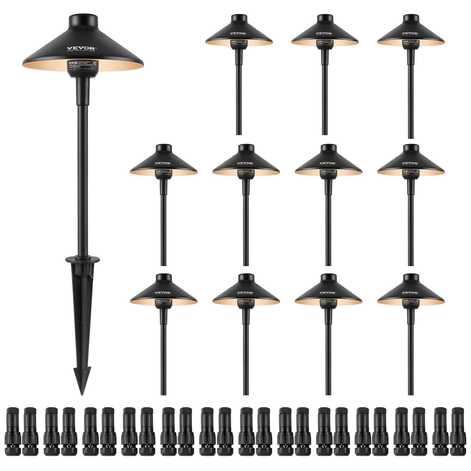 VEVOR 12 Pack Low Voltage Landscape Path Lights 12-24V Outdoor LED Pathway Light