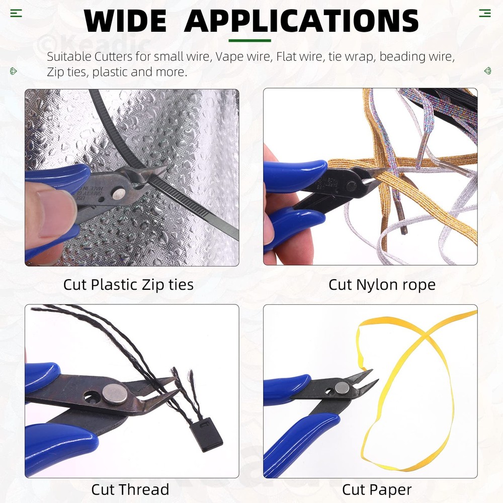 12Pcs 5" Wire Cutters with Internal Spring and Soft Rubber Handle, Mini Flush...