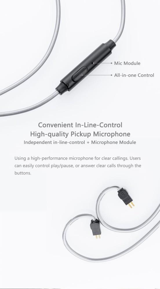 Multipurpose Microphone Cable 3.5mm Earphone Upgrade Cable Microphone 0.78mm-...