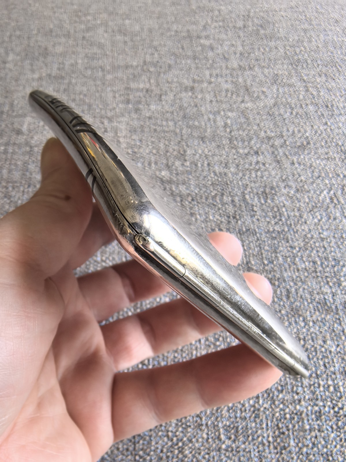 Vintage Japanese K.Uyeda Sterling Silver Cigarette Case with Bamboo Design