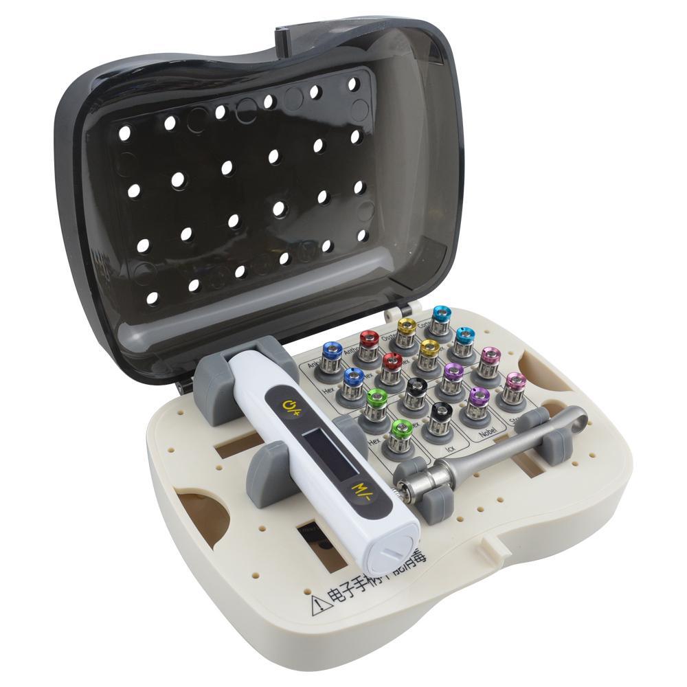 Electronic Dental Implant Universal Prosthetic Kit Torque Wrench 16 Screwdrivers