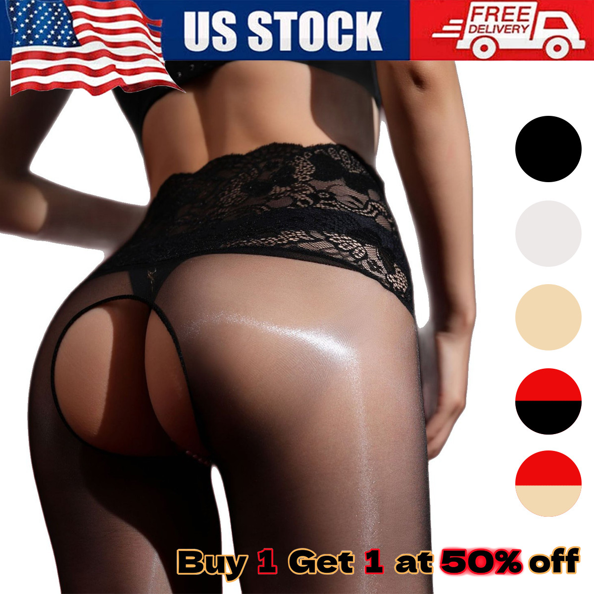 Lady's Lace Top Stay Up Stockings Thigh-High Sheer Pantyhose Stockings For Women