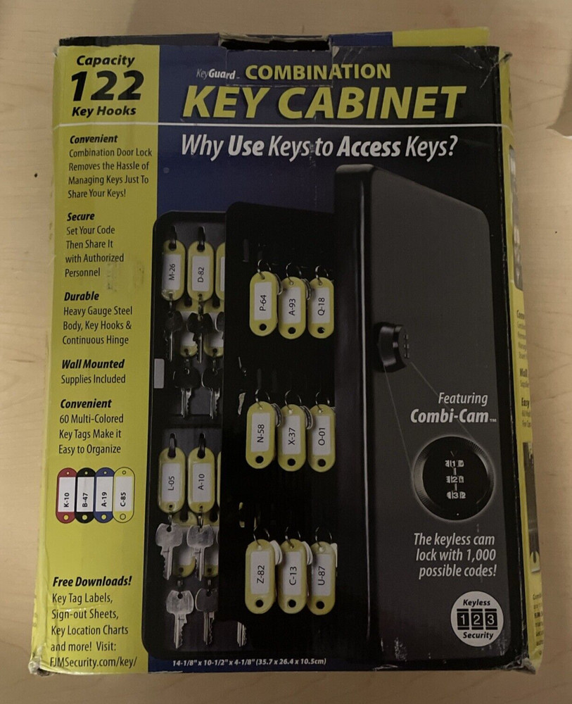 KeyGuard Combination Key Cabinet 122 Key Hooks (Used)