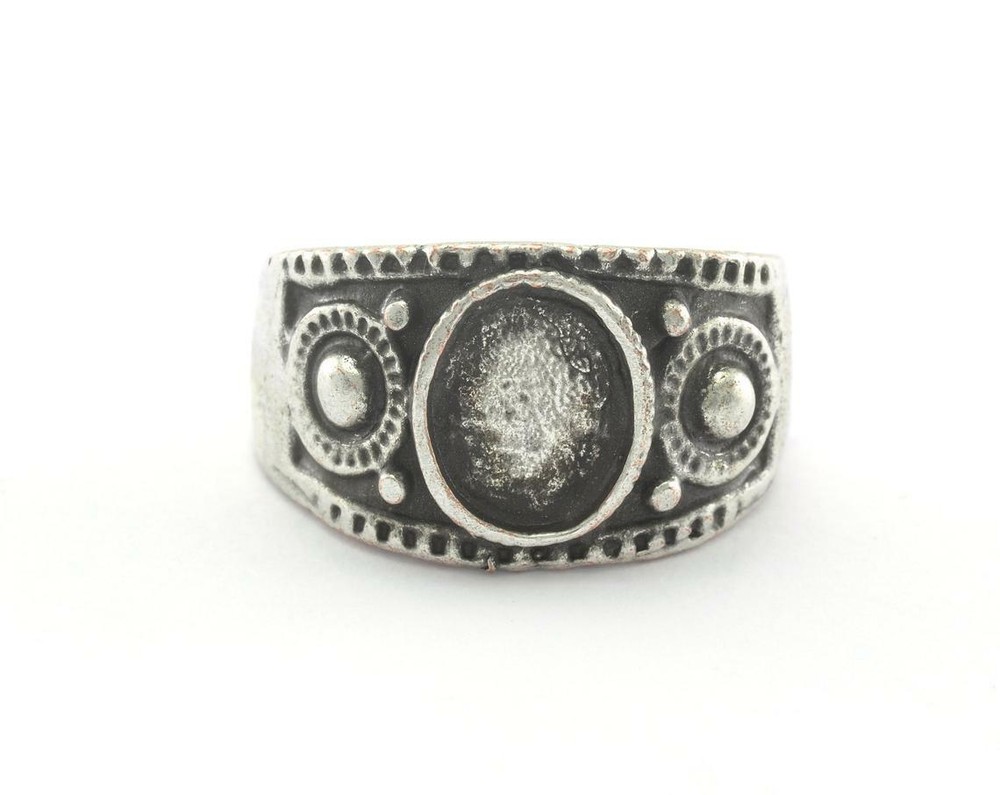 Ring Adjustable Ring Bezel Antique Silver Plated Brass 6US Blank ring