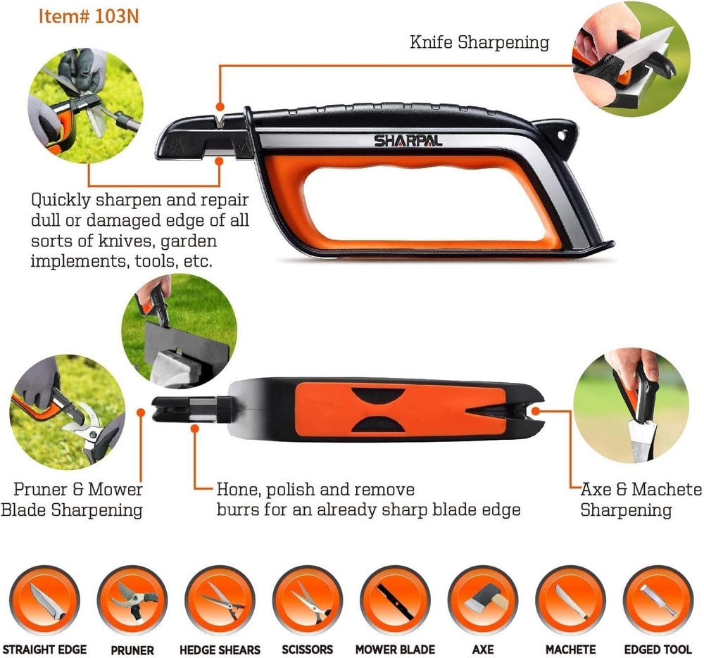 Pocket Knife Sharpener & Garden Tool Sharpener, Sharpening Straight and Serra...