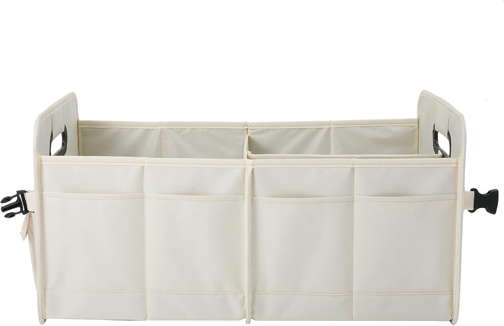 Car Trunk Organizer Collapsible Multi-Compartment Storage Bag Beige