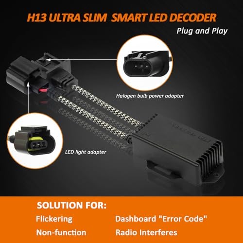 H13 9008 Canbus Decoder Kit for Anti-Flickering Headlight Compatibility