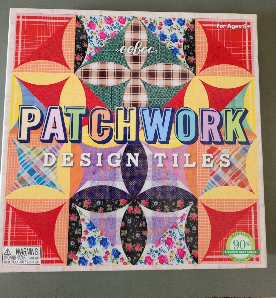 Eeboo Patchwork Design Tiles 64 Double Sided Pcs & Tray **COMPLETE