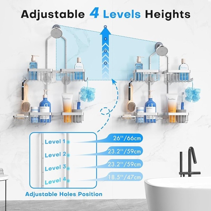 Adjustable Shower Caddy Handheld Shower Rustproof Aluminum Storage Organizer New