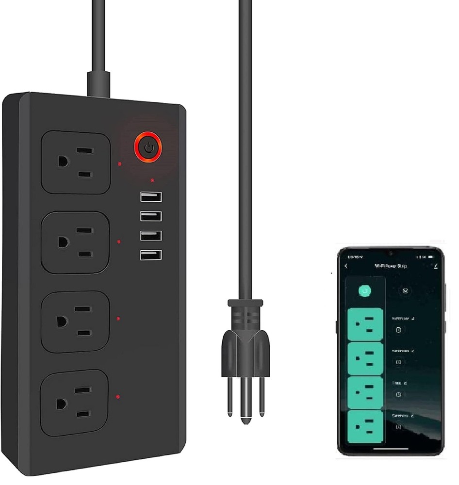 ZigBee Smart Power Strip Surge Protector,Smart Fast Charge, 4 Individually Co...