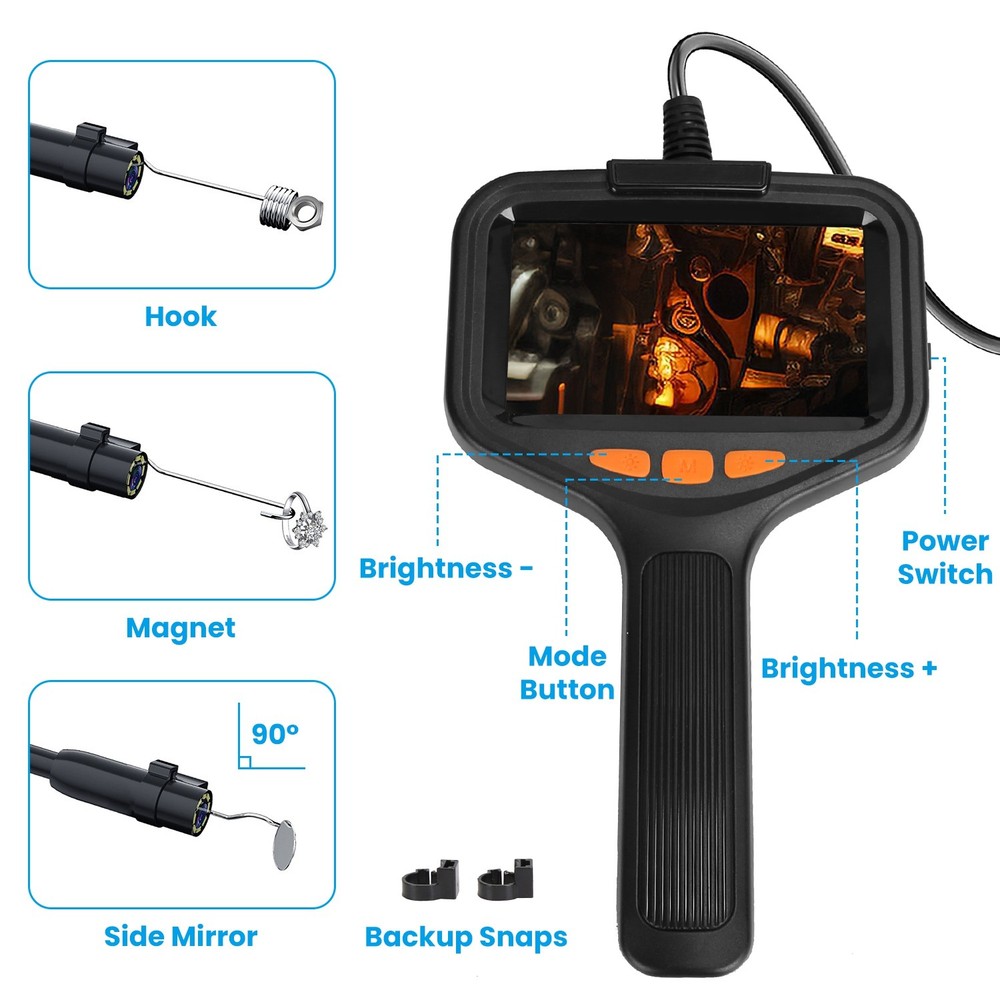 4.3" Articulating Borescope Waterproof Inspection Camera 16.4ft Cable w/ Light