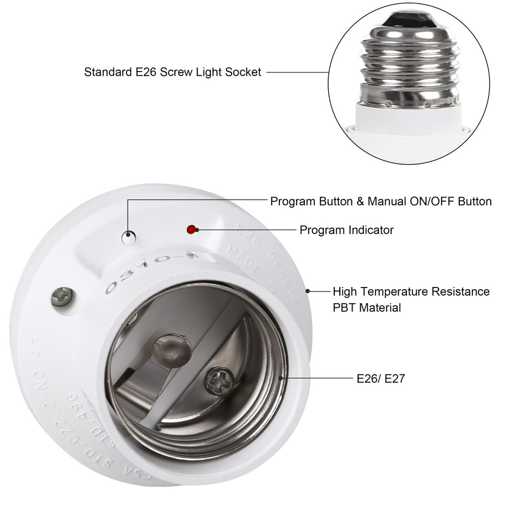 DEWENWILS Remote Control Lamp Socket E26/E27 Bulb Base Wireless Light Switch Kit
