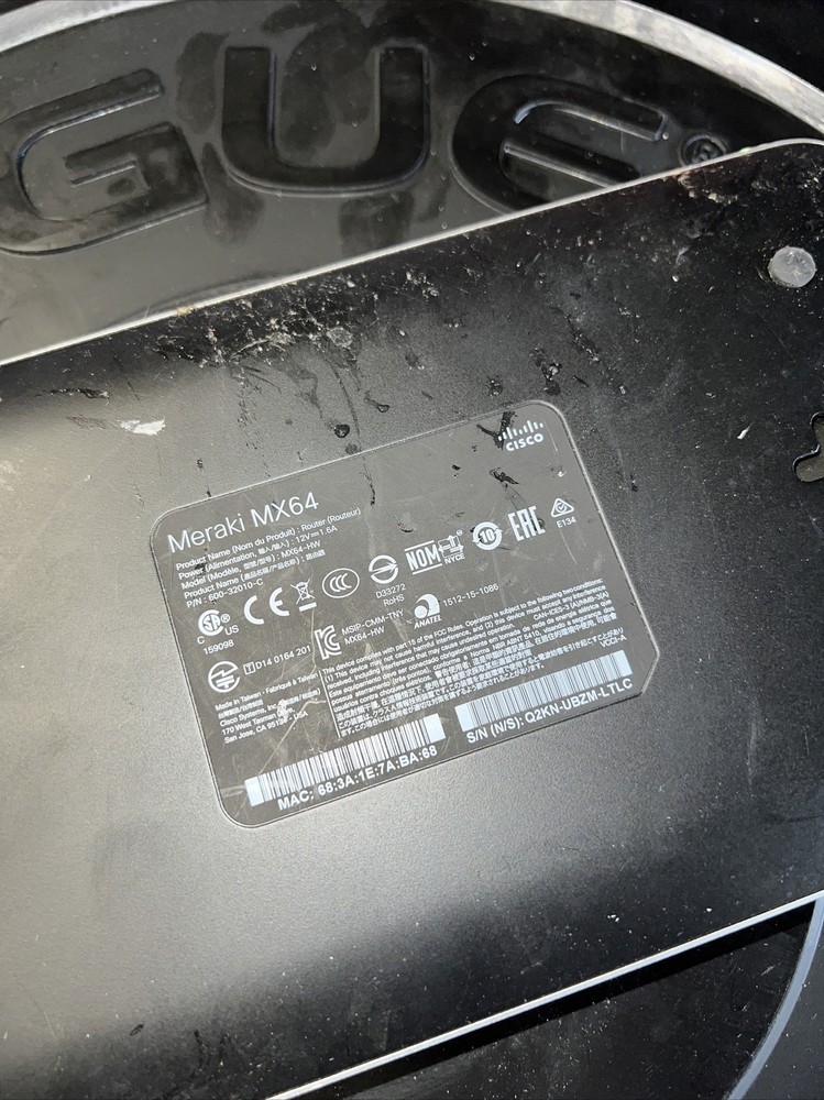 Cisco Meraki MX64 Cloud Managed Firewall | Cosmetically flawed | Unclaimed