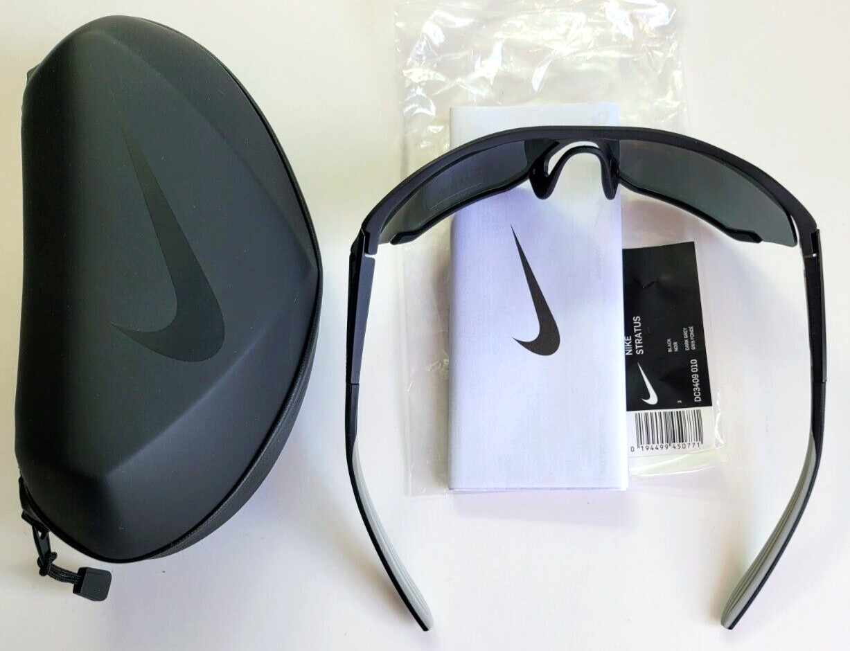 Nike Stratus Men’s Sunglasses Black Grey DC3409 Max Optics Hard Case New w Tag