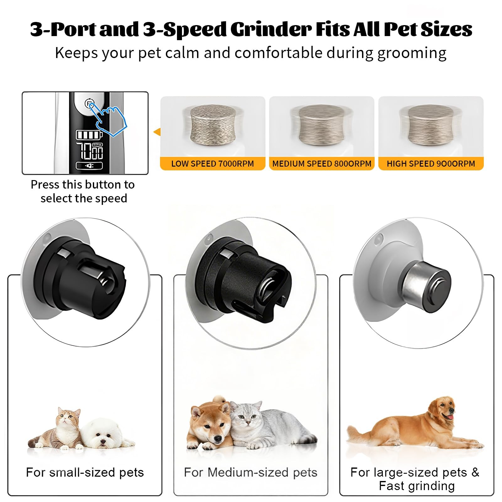 Silent Groom Pro Nail Grinder 2026 Upgraded with 2 LED Light & 3Speed 2000mah...