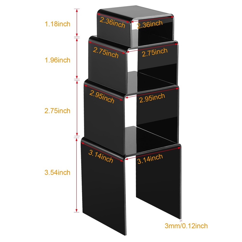 Chuangdi 20 Pcs Acrylic Display Risers, Black Product Medium Set,