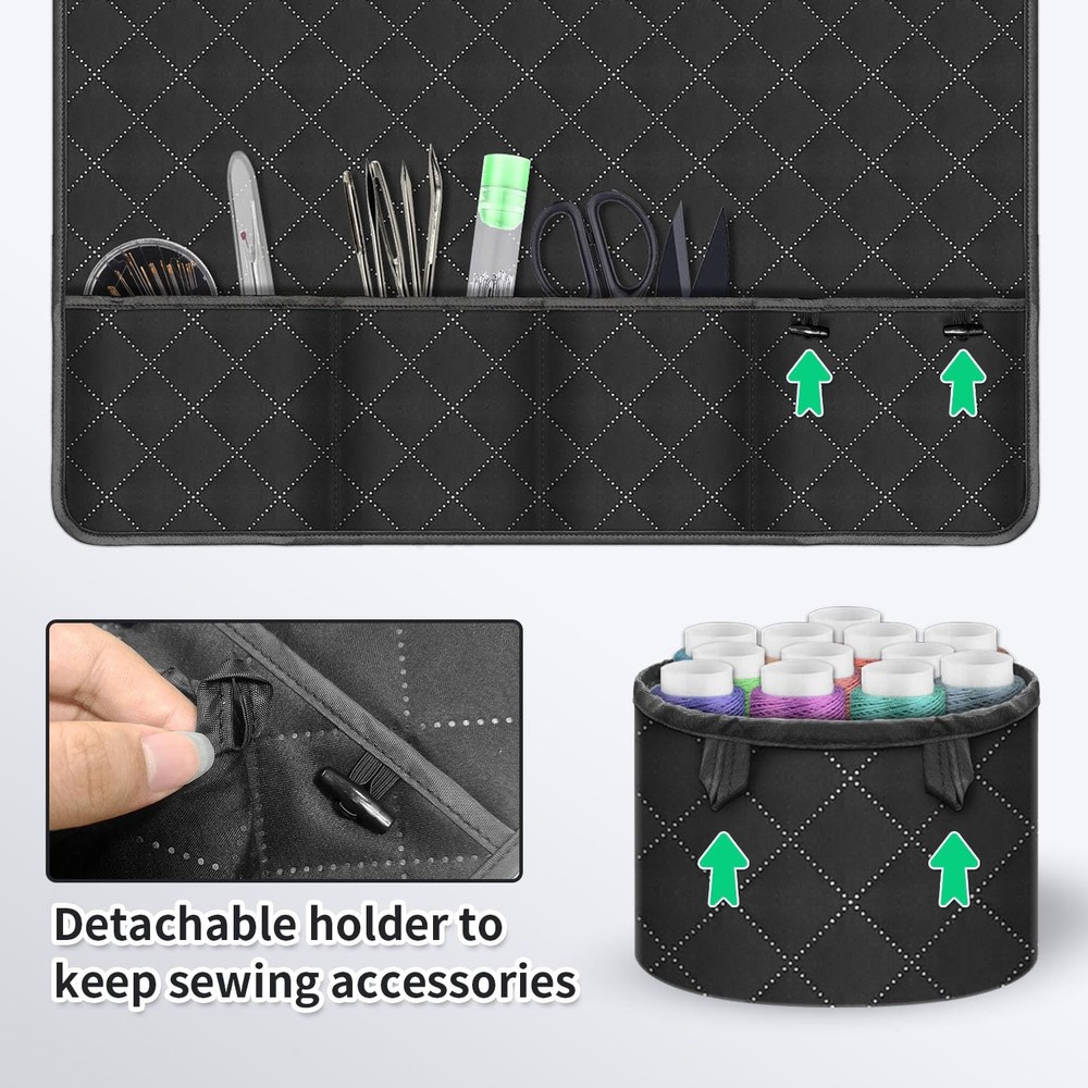 Sewing Machine Pad Table 26x26 Inch Black Polyester Foldable Pockets Organizer