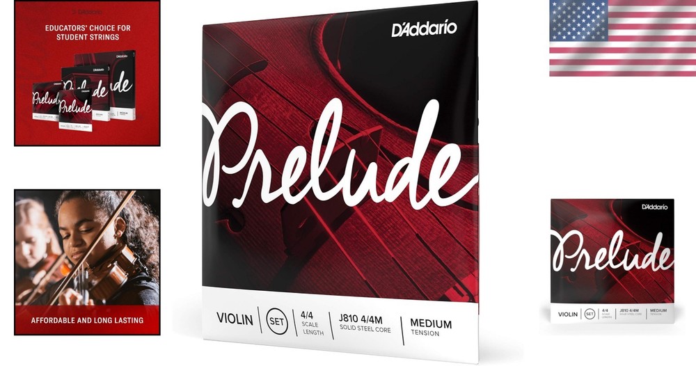 Versatile Prelude 4/4M Violin Strings - Medium Tension for All Levels