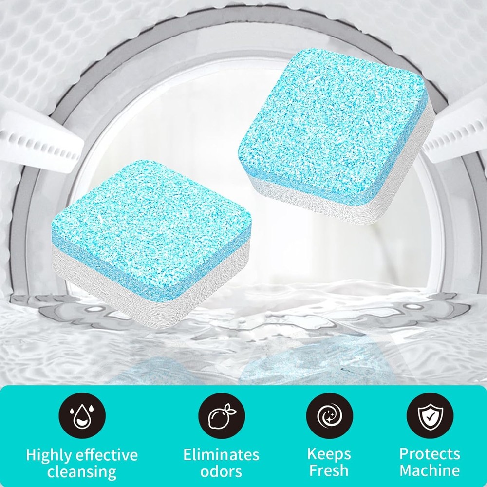 Washing Machine Cleaner Tablets 24 Pack -1 Year Supply for HE Front Loader & Top