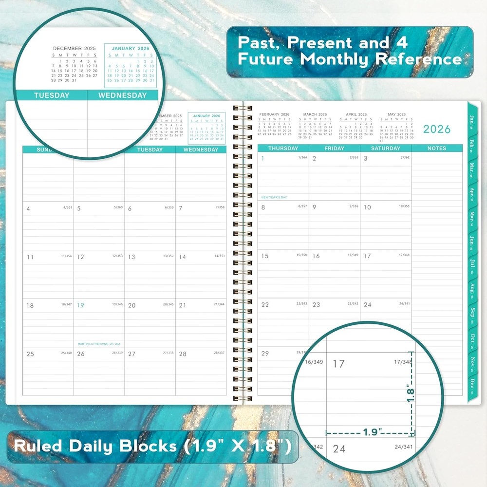 Smart 2026 Monthly Planner – 9" x 11", Tabs & Pockets for Efficient Planning