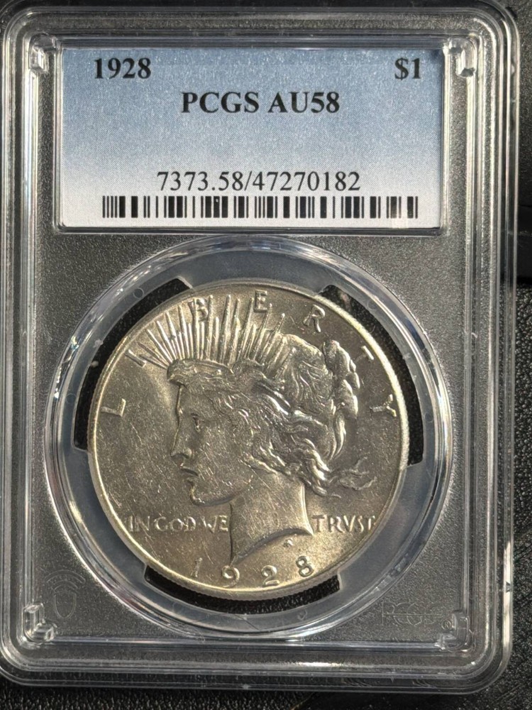 1928 Peace Silver Dollar PCGS AU-58