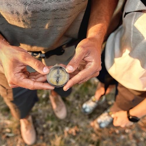 Brass Compass Gift with Display Box - Engraved Scripture Prayer Aged Brass