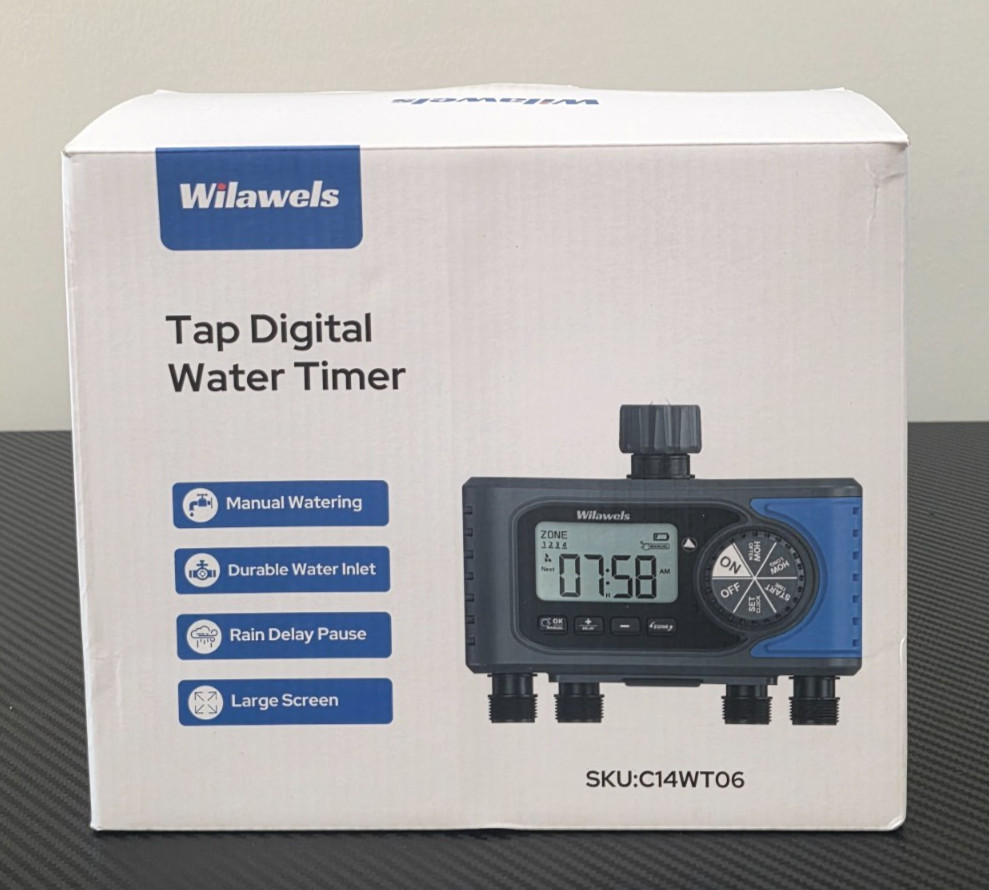 Wilawels 4 Zone Digital Water Timer C14WT06 with Large Screen, Relay Delay Pause