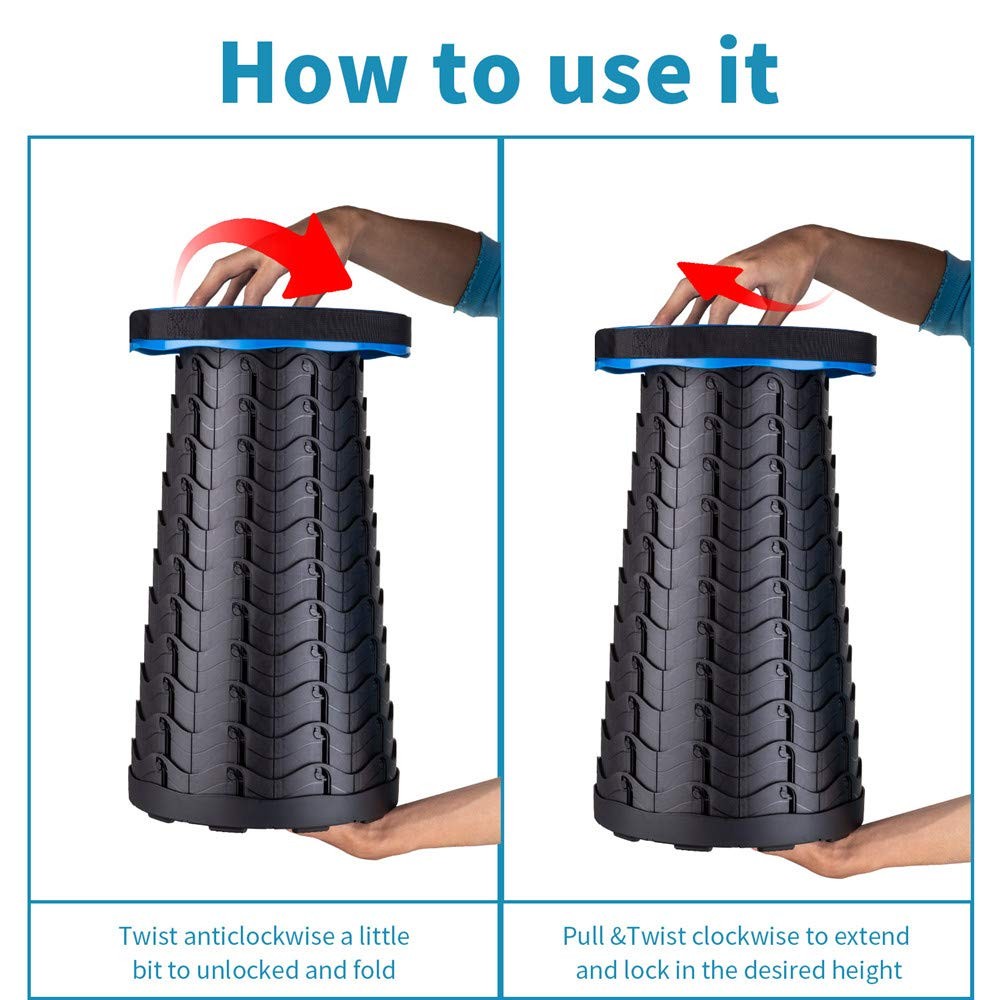 Boreeman Upgraded Folding Stool Lightweight Yet More Sturdy with Load Capacity