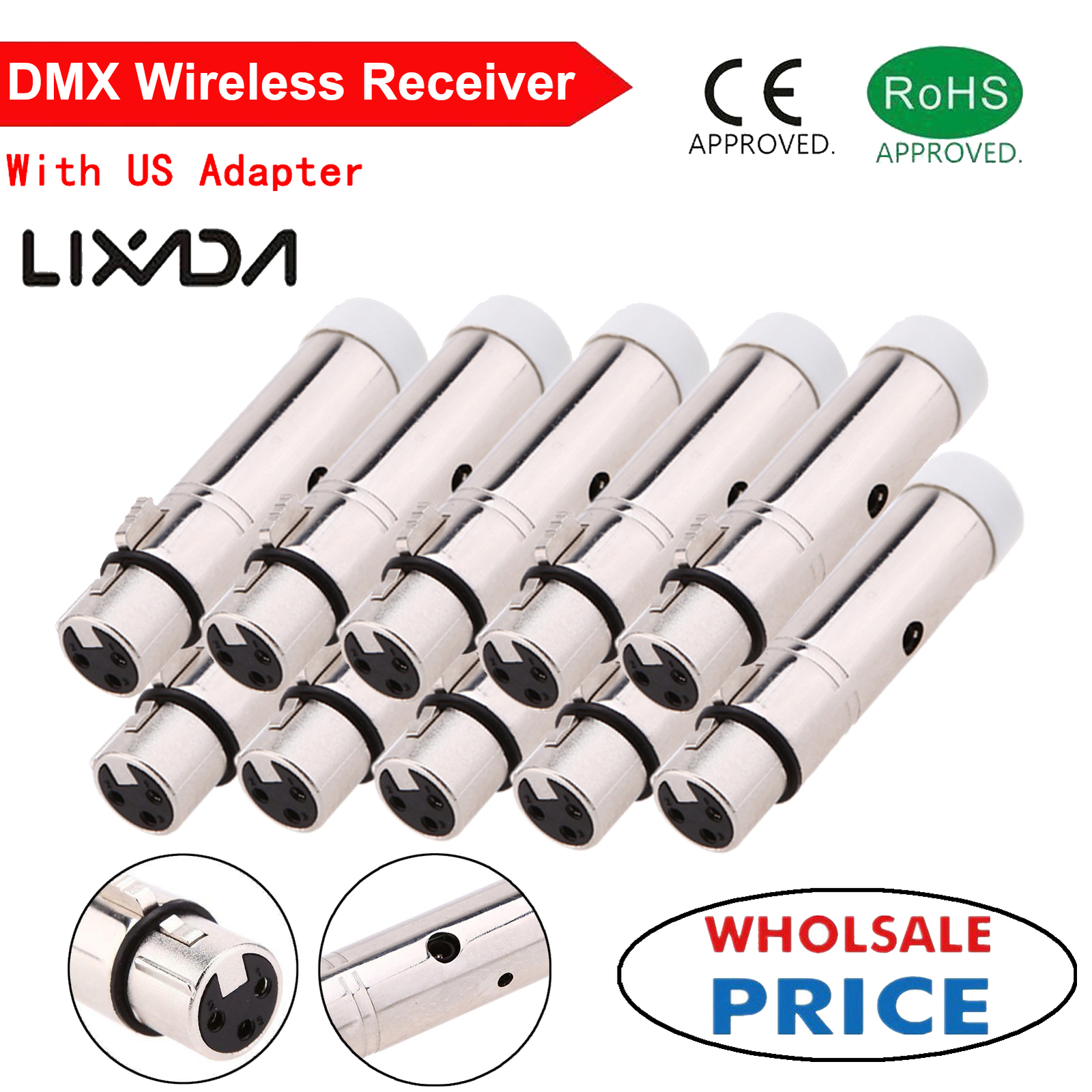 LOT Lixada 2.4G ISM DMX512 Wireless Female XLR Receiver for Stage Lighting