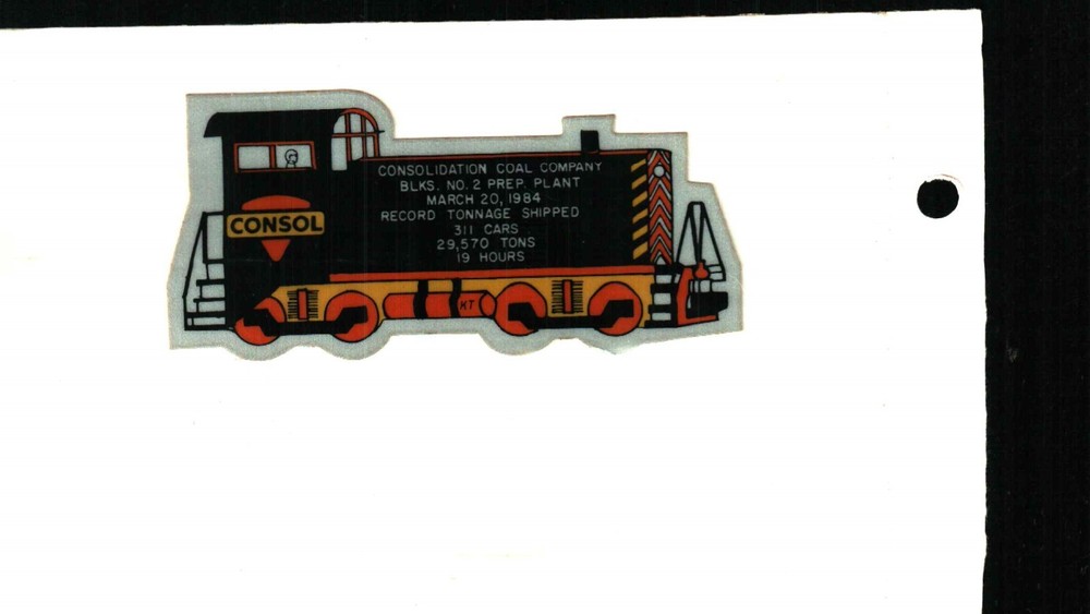NICE BLACKSVILLE 2 TRAIN ENGINE CONSOL COAL CO. COAL MINING STICKER # 814