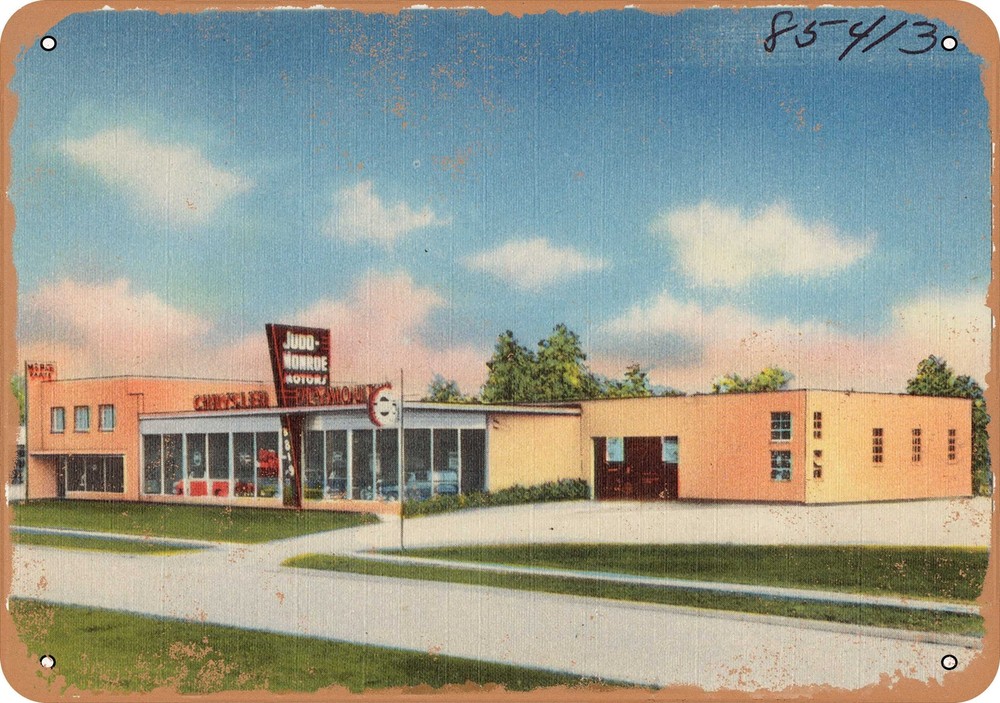 METAL SIGN - Texas Postcard - Judd-Monroe Motors .