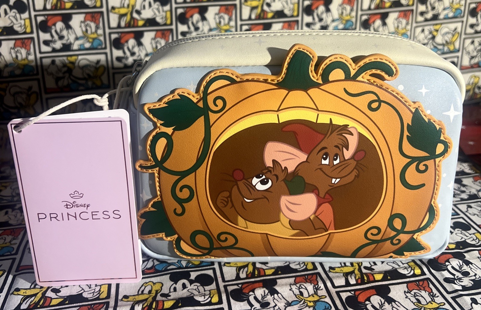 Loungefly Disney Cinderella Jaq & Gus Pumpkin Cosmetic Bag NWT2025