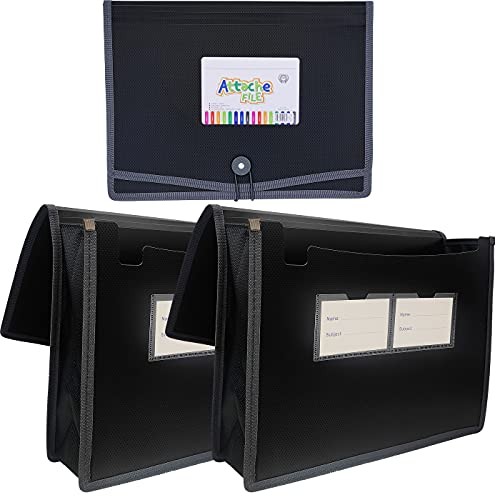 Premium Quality Plastic Expanding File Folder Document Organizer, 3pack- Black