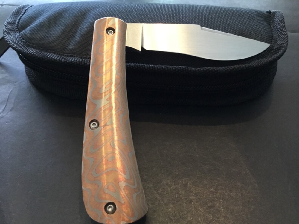 Custom J. Mitchell Beautiful Mokume Handles Slipjoint Folder Folding Knife