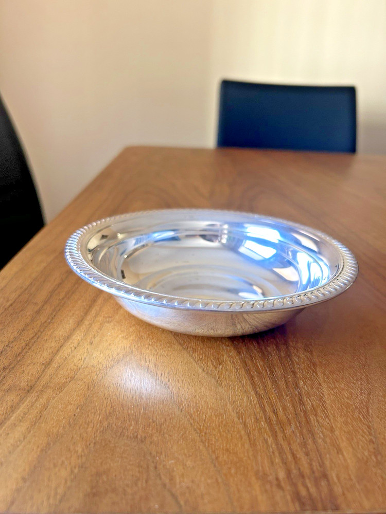 Silver Plated FB Rogers Co Bowl Serving Small Rope Edge Vtg 6.25 Inch Diameter
