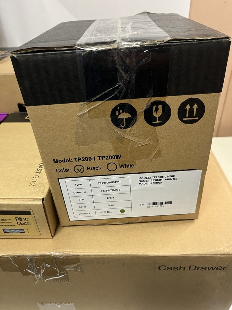 Toast POS System Touch Screen w/ Printer, card reader, Cash Drawer/cables/GO 2