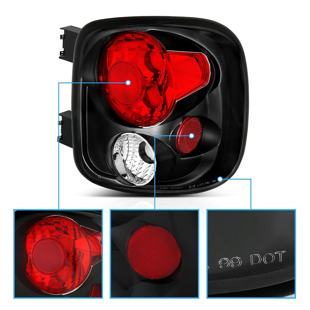 Black Replacement Brake Tail Lights for Silverado Sierra Passenger Driver Side